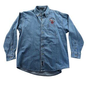 Denim Shirt XL Port Authority Mens Long Sleeve Ovid Fire Rescue Embroidered Blue
